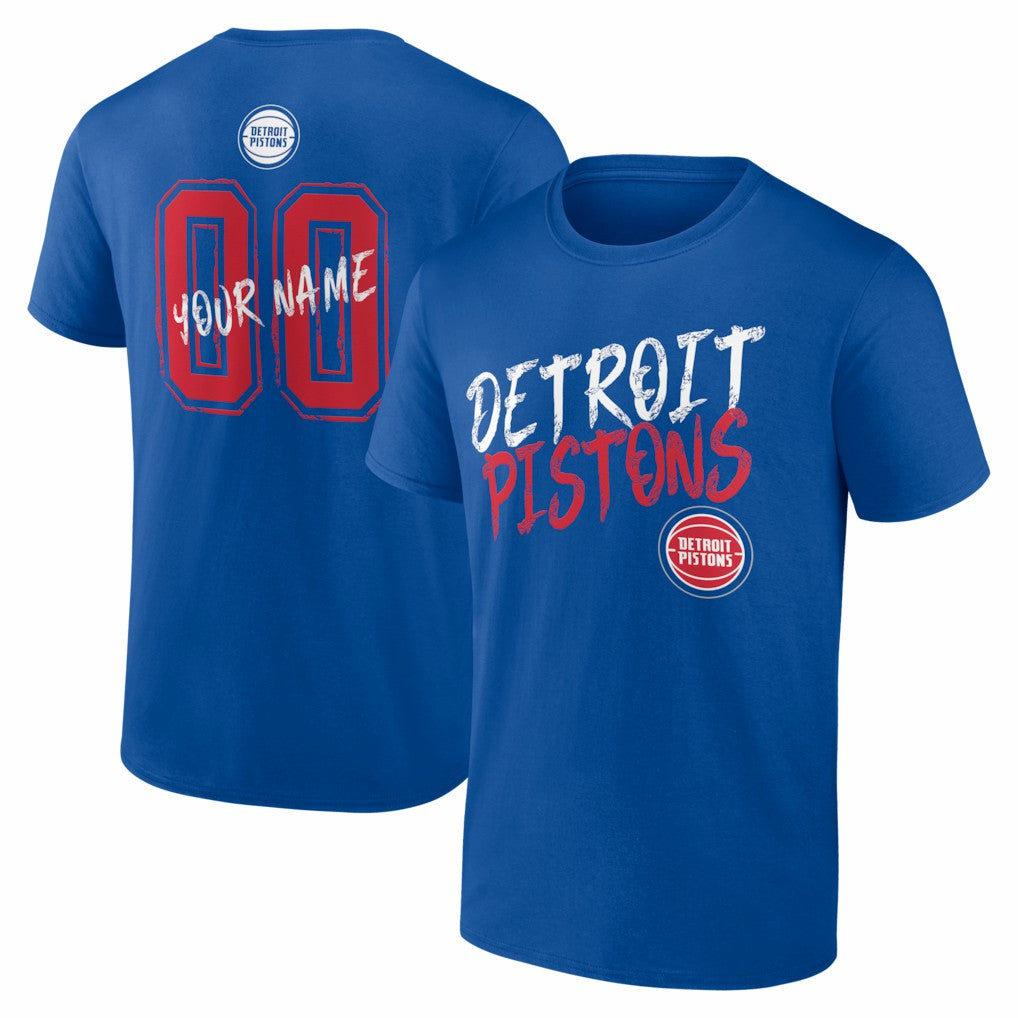 Detroit Pistons Big & Tall Hustle Personalized Name & Number T-Shirt Blue - NBA