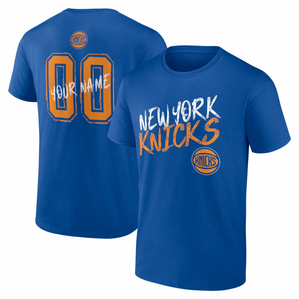 New York Knicks Big & Tall Hustle Personalized Name & Number T-Shirt Blue - NBA
