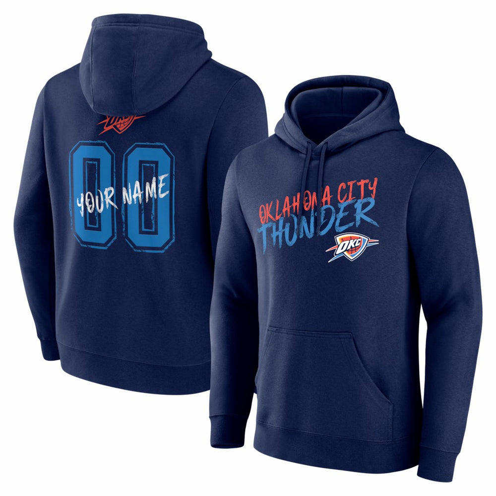 Oklahoma City Thunder Big & Tall Hustle Personalized Name & Number Hoodie Navy - NBA