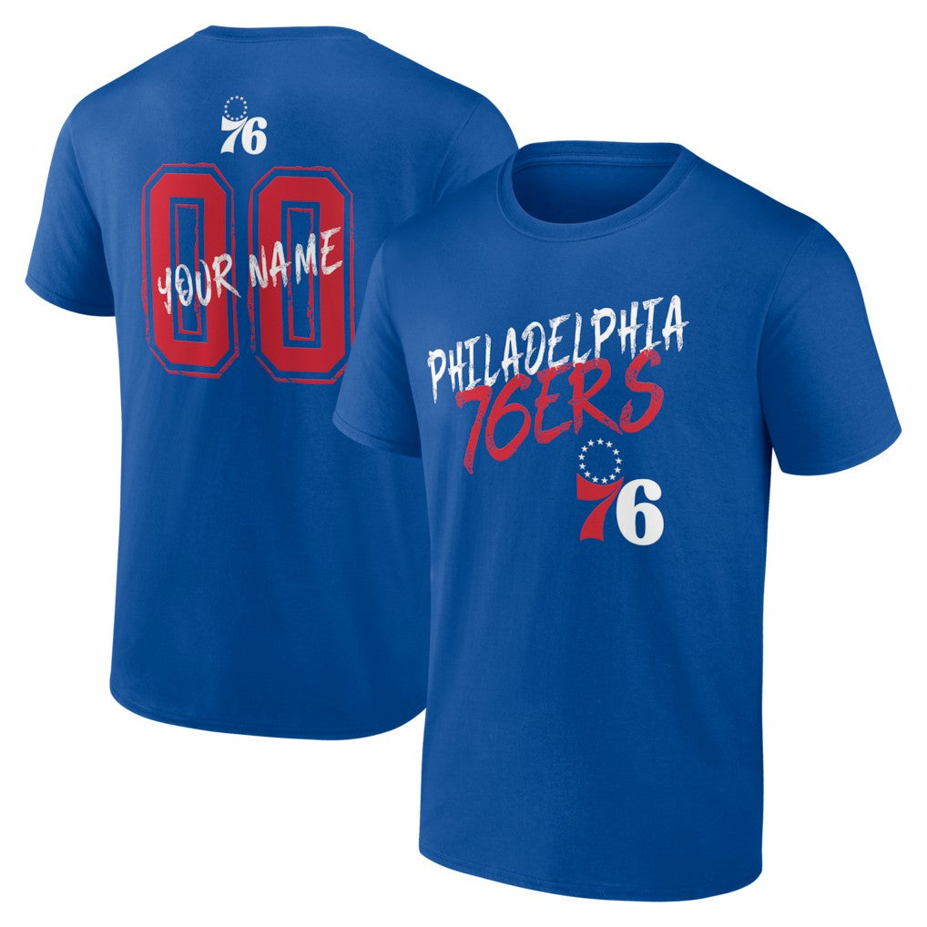 Philadelphia 76ers Big & Tall Hustle Personalized Name & Number T-Shirt Royal - NBA