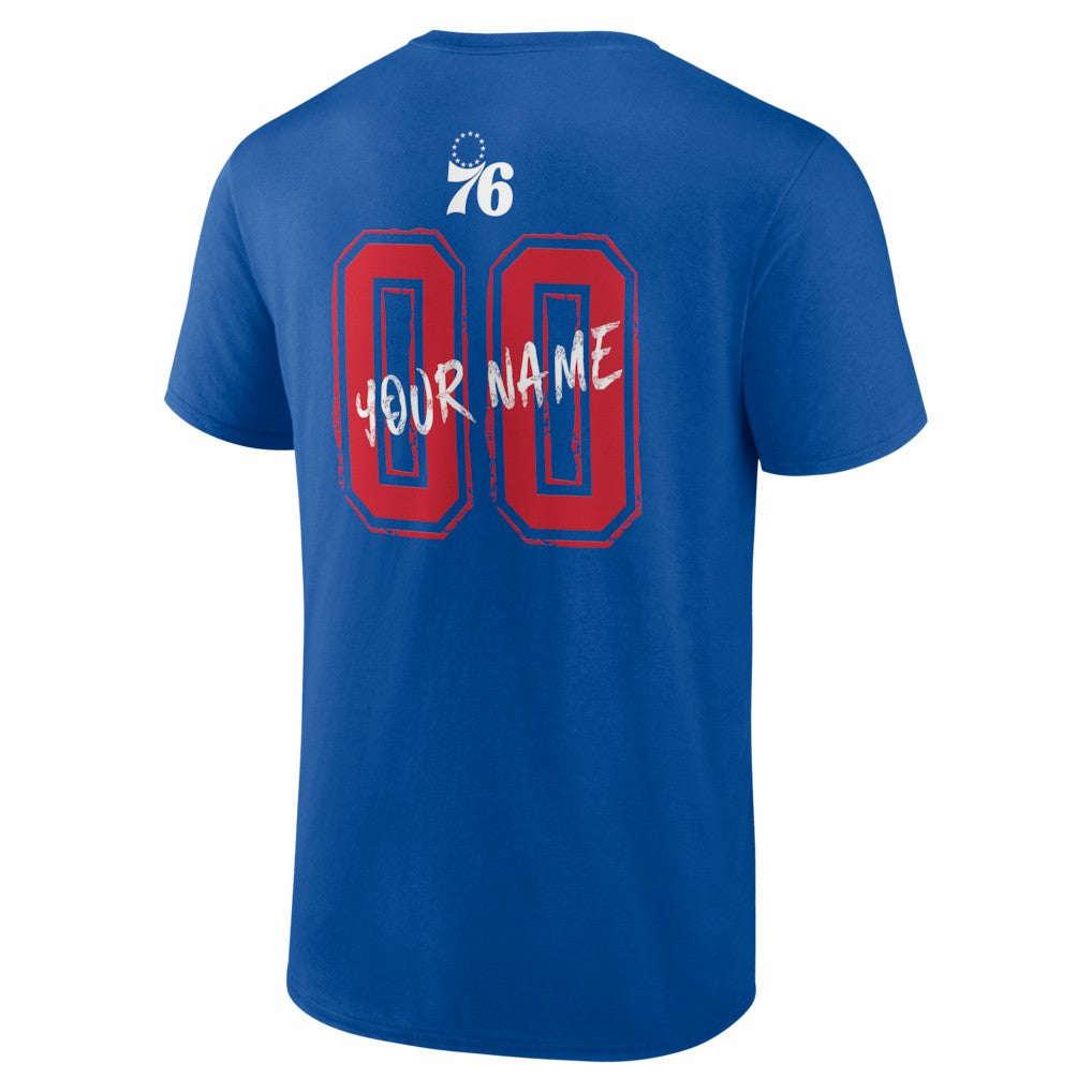 Philadelphia 76ers Big & Tall Hustle Personalized Name & Number T-Shirt Royal - NBA