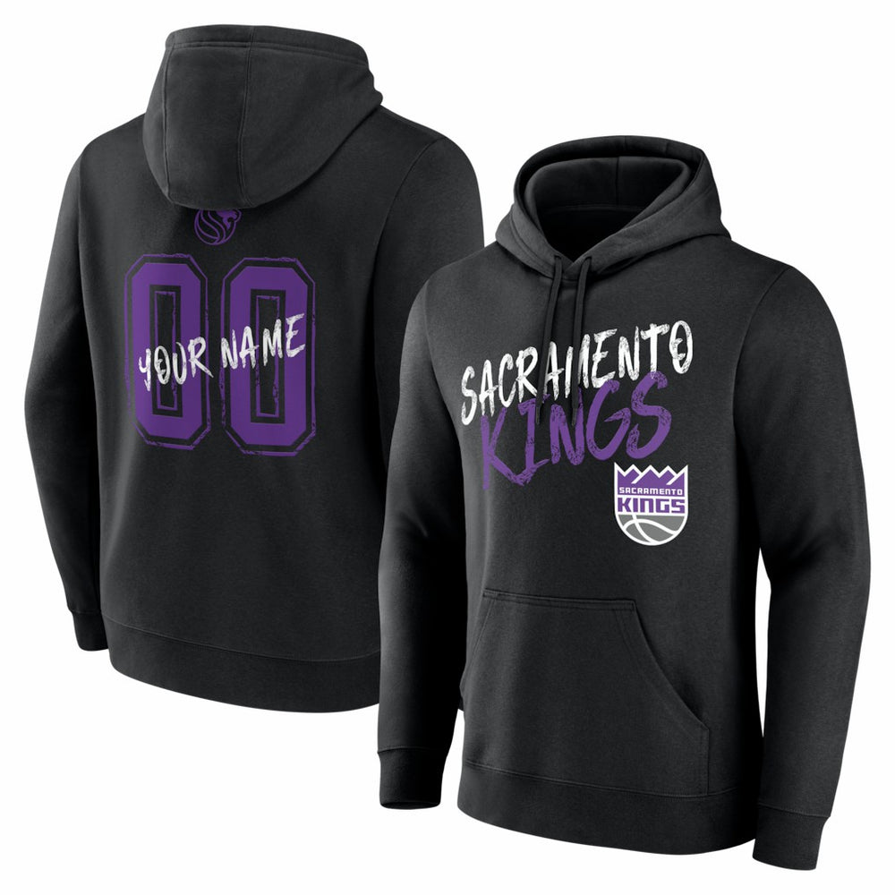 Sacramento Kings Big & Tall Hustle Personalized Name & Number Hoodie Black - NBA