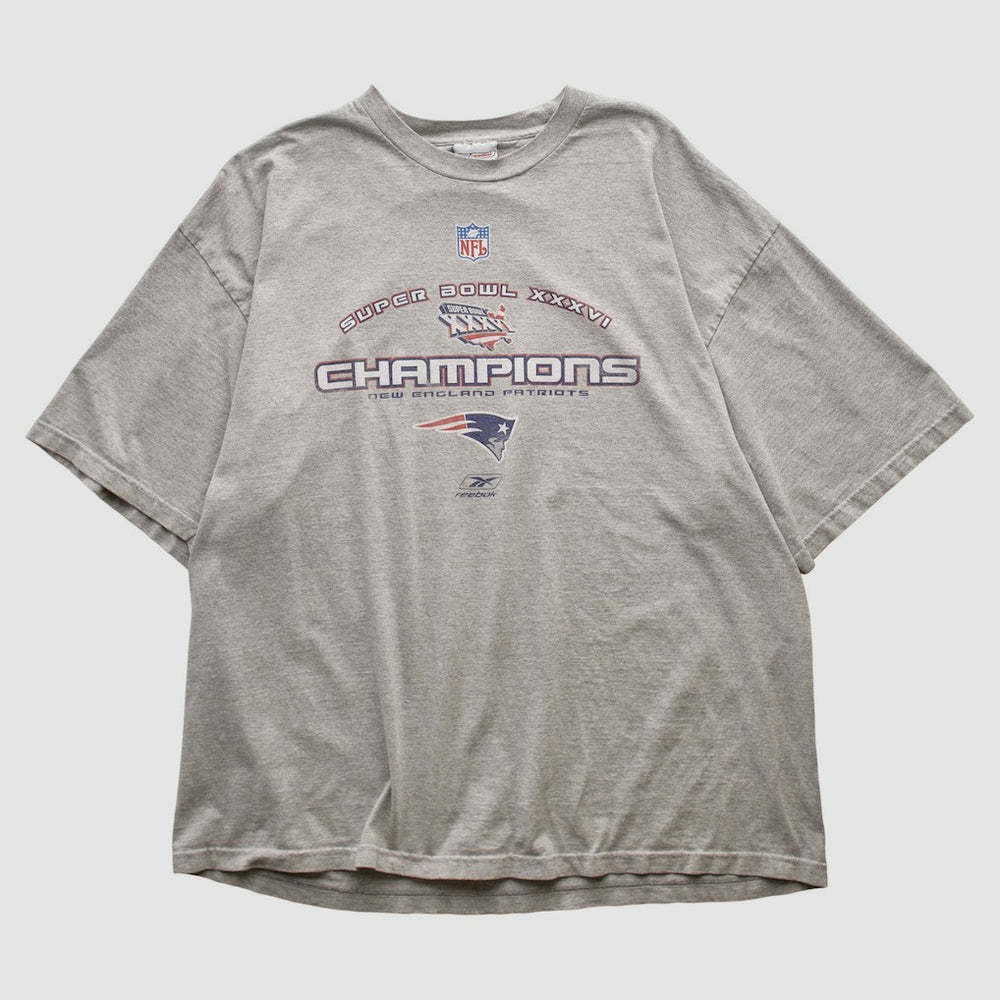 New England Patriots Reebok 2002 T-shirt Heather Gray Vintage | Fanatics