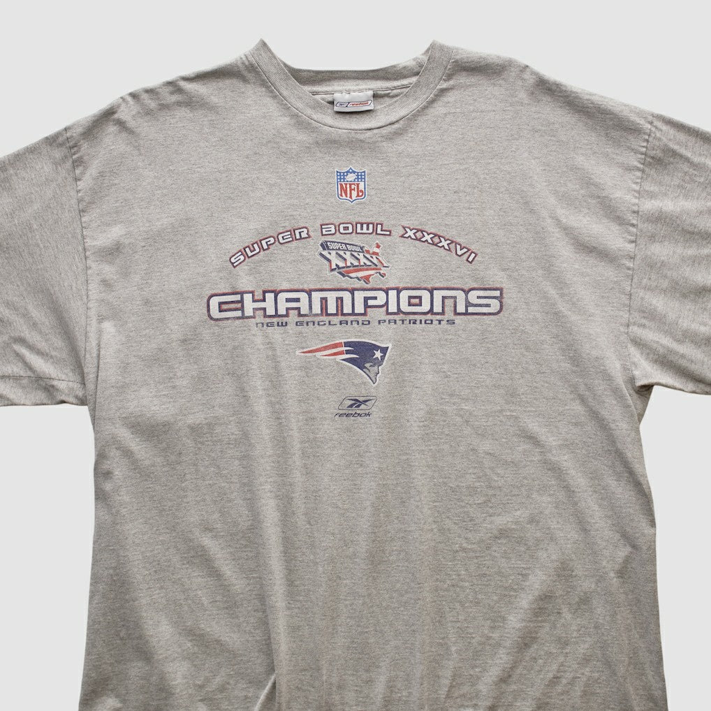 New England Patriots Reebok 2002 T-shirt Heather Gray Vintage | Fanatics