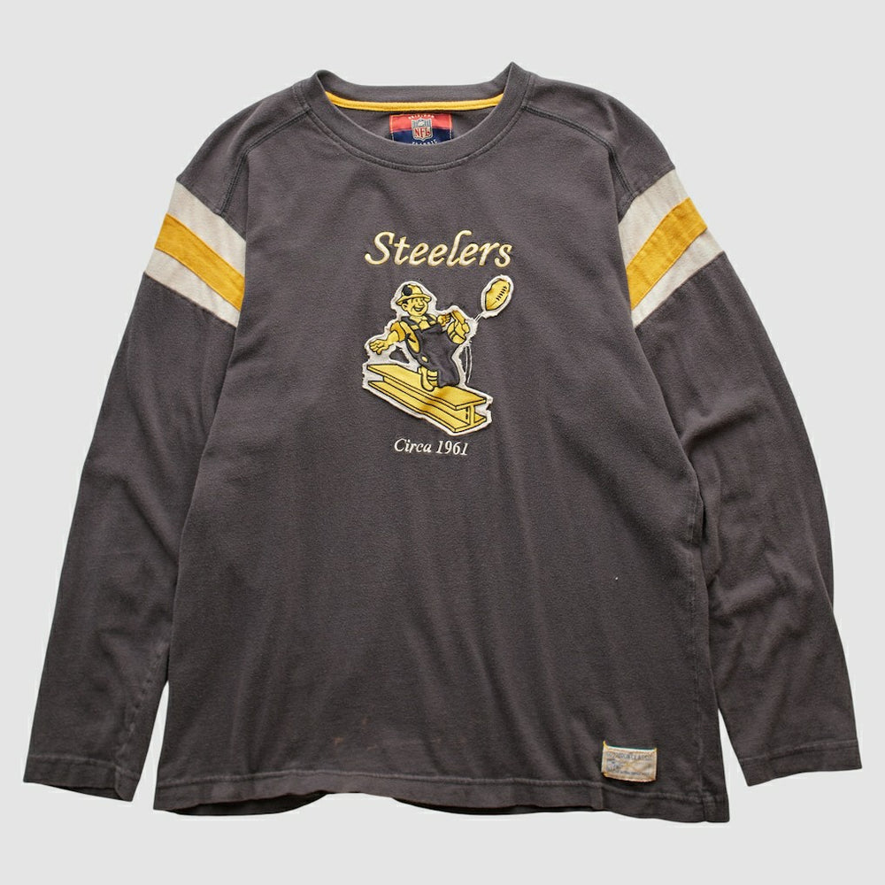 Pittsburgh Steelers Reebok 2000s Long Sleeve T-shirt Charcoal Vintage | Fanatics