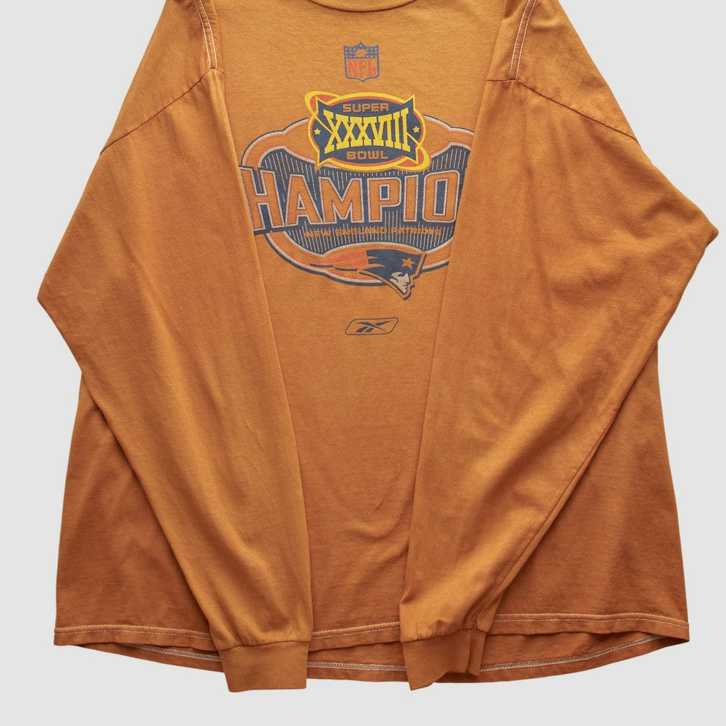 New England Patriots Reebok 2004 Long Sleeve T-shirt Orange Vintage | Fanatics