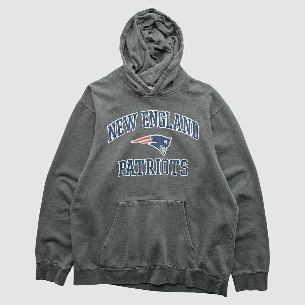 New England Patriots Majestic 2010s Hooded Pullover Sweatshirt Gray Vintage | Fanatics