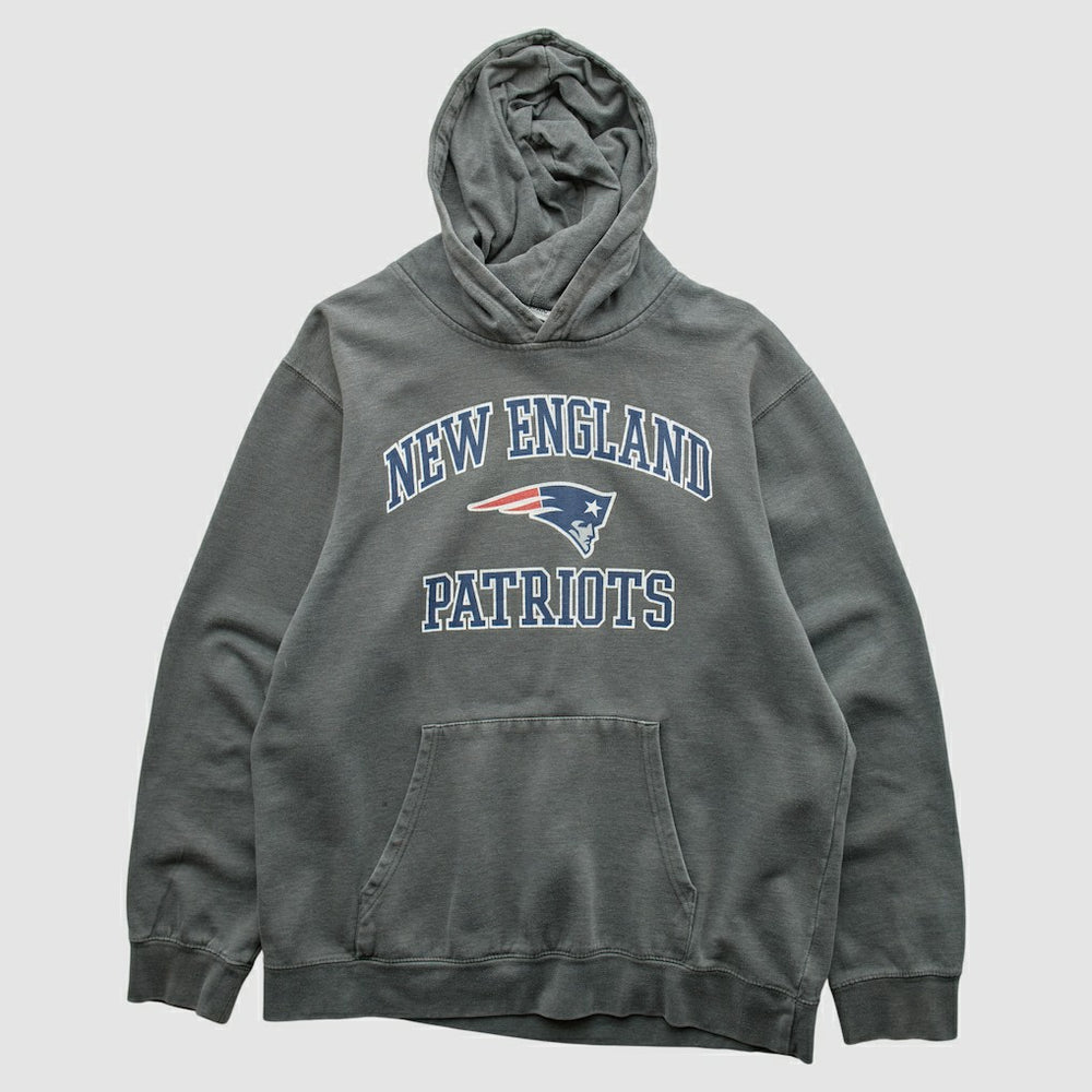 New England Patriots Majestic 2010s Hooded Pullover Sweatshirt Gray Vintage | Fanatics