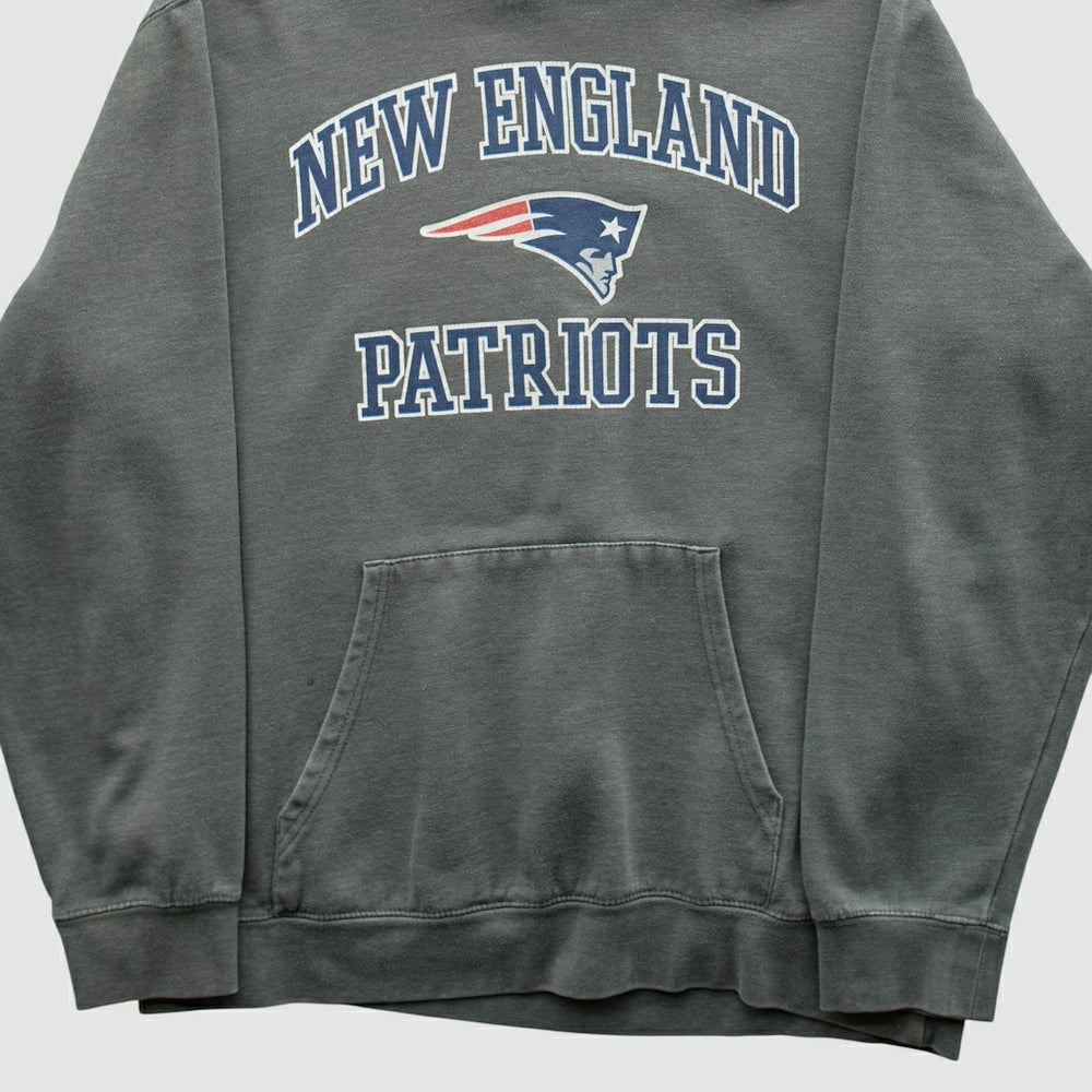 New England Patriots Majestic 2010s Hooded Pullover Sweatshirt Gray Vintage | Fanatics
