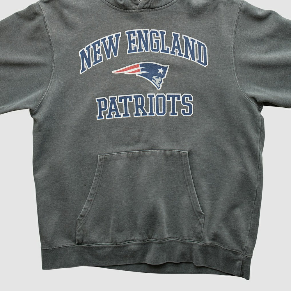 New England Patriots Majestic 2010s Hooded Pullover Sweatshirt Gray Vintage | Fanatics