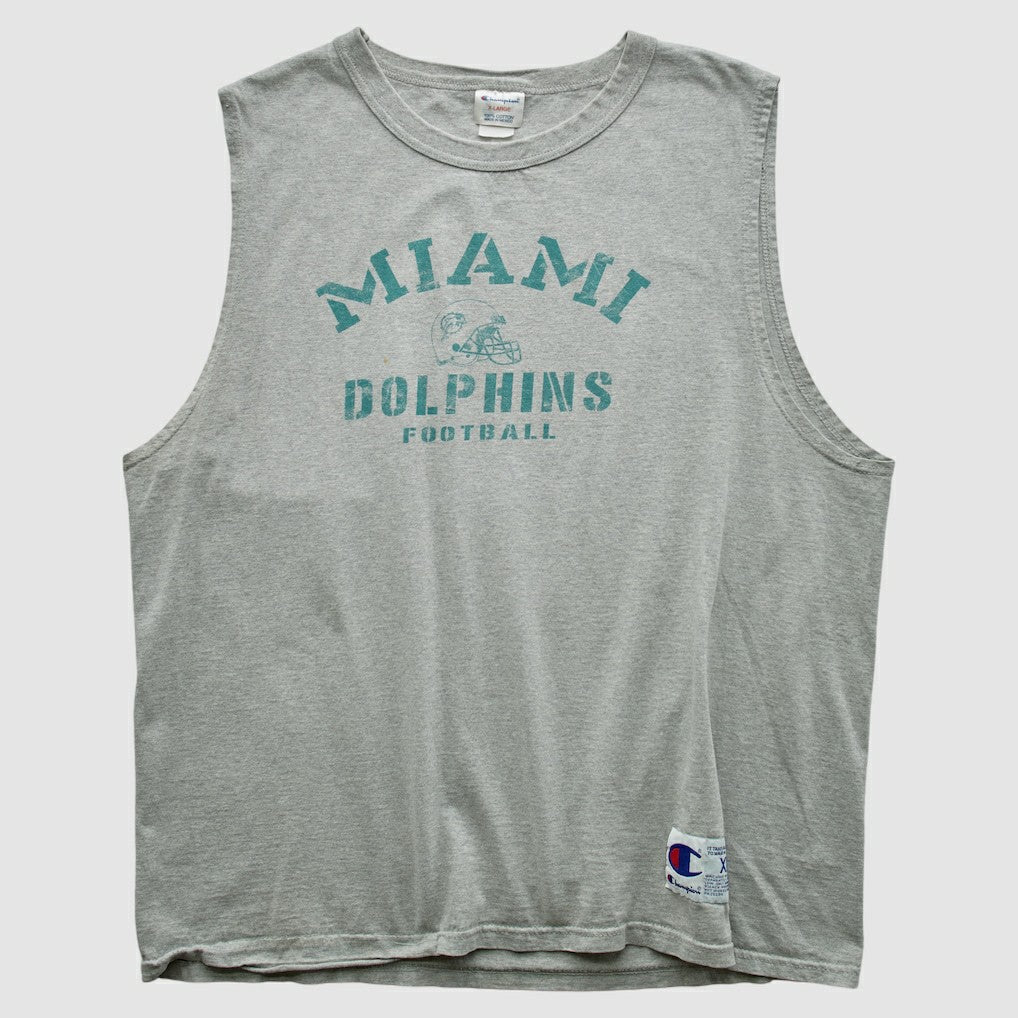 Miami Dolphins Champion 2000s Tank Heather Gray Vintage | Fanatics