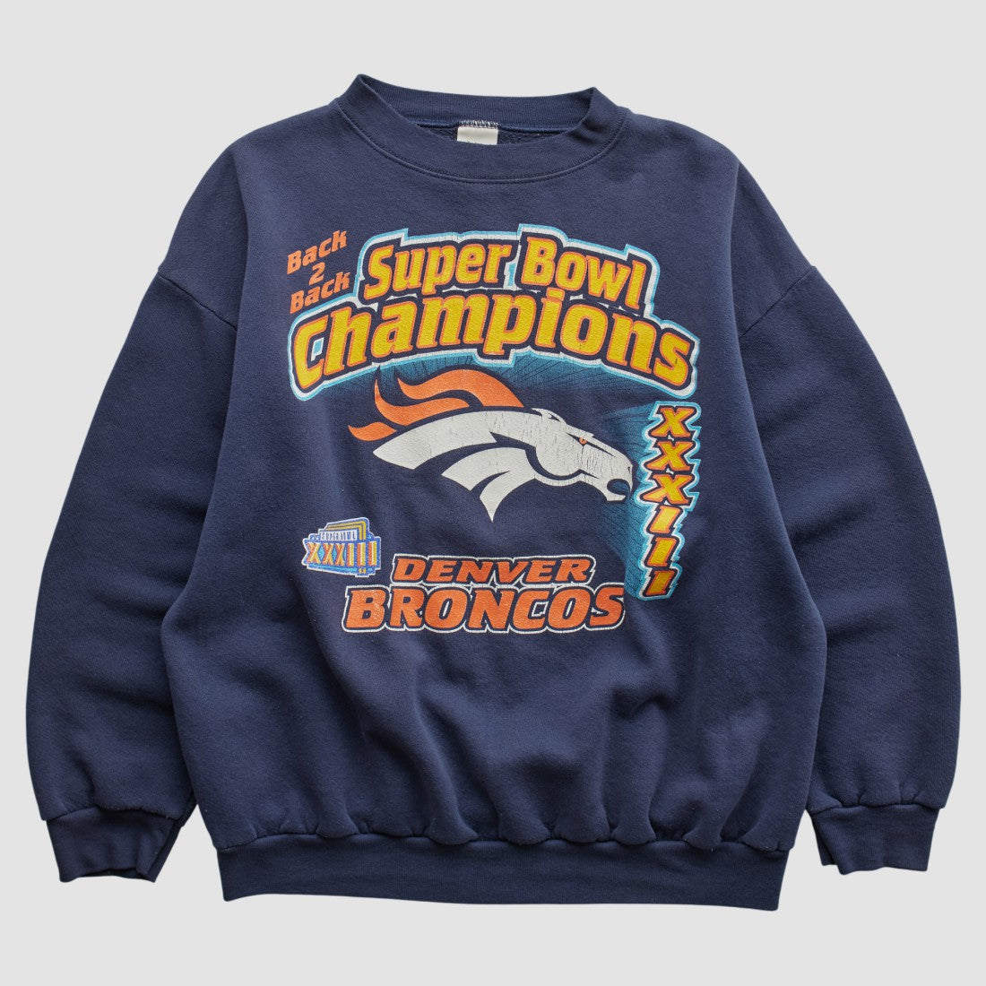 Denver Broncos Logo 7 1999 Pullover Sweatshirt Navy Vintage | Fanatics