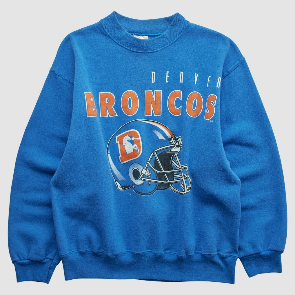 Denver Broncos Hanes 90s Pullover Sweatshirt Blue Vintage | Fanatics