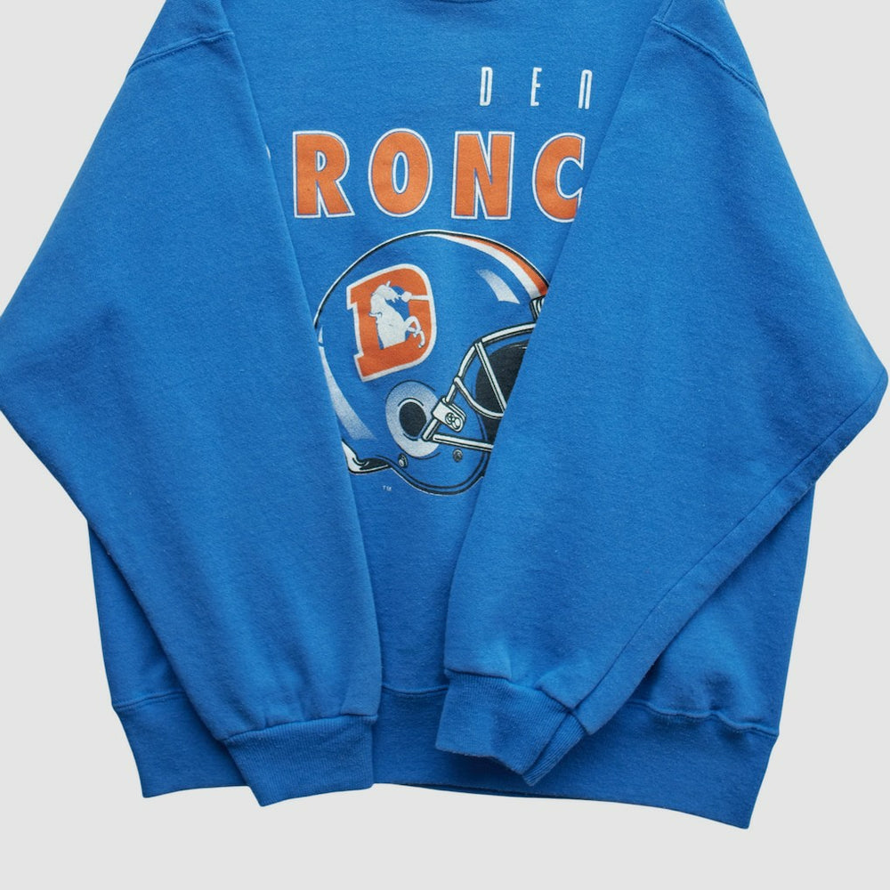 Denver Broncos Hanes 90s Pullover Sweatshirt Blue Vintage | Fanatics