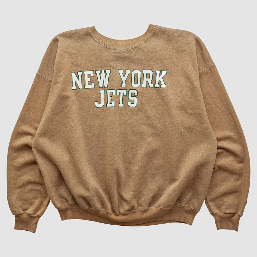 New York Jets Champion 2000s Pullover Sweatshirt Tan Vintage | Fanatics