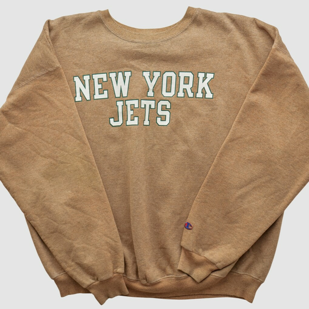 New York Jets Champion 2000s Pullover Sweatshirt Tan Vintage | Fanatics