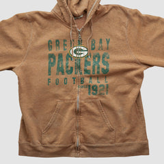 Green Bay Packers NFL 2000s Hooded Full Zip Sweatshirt Tan Vintage | Fanatics