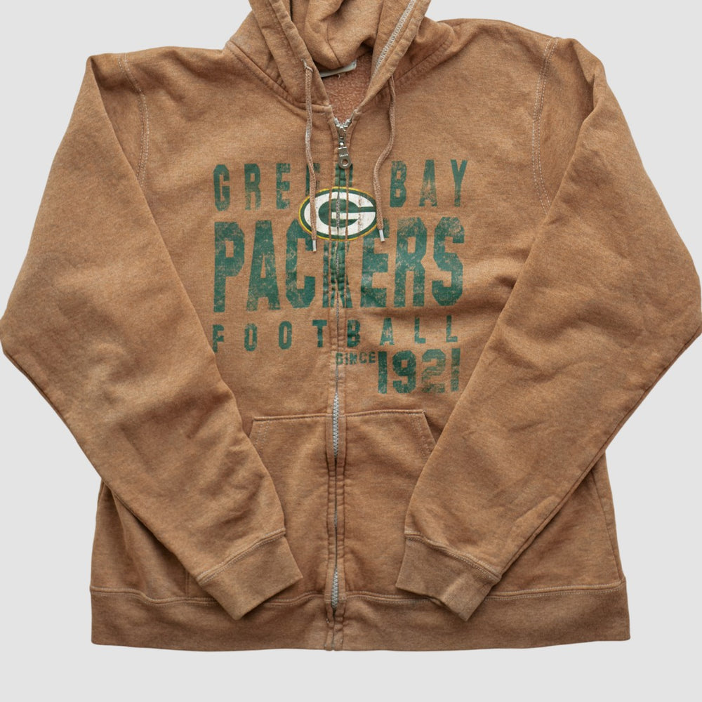 Green Bay Packers NFL 2000s Hooded Full Zip Sweatshirt Tan Vintage | Fanatics