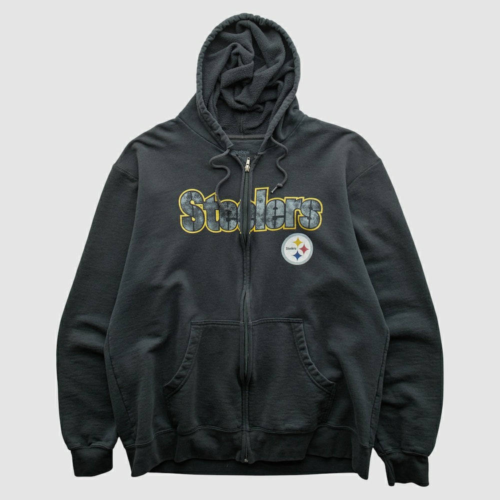 Pittsburgh Steelers Reebok 2000s Hooded Full Zip Sweatshirt Charcoal Vintage | Fanatics