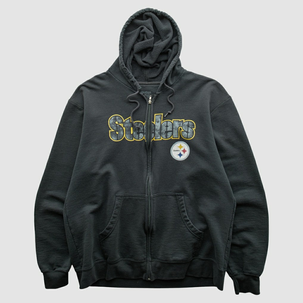 Pittsburgh Steelers Reebok 2000s Hooded Full Zip Sweatshirt Charcoal Vintage | Fanatics