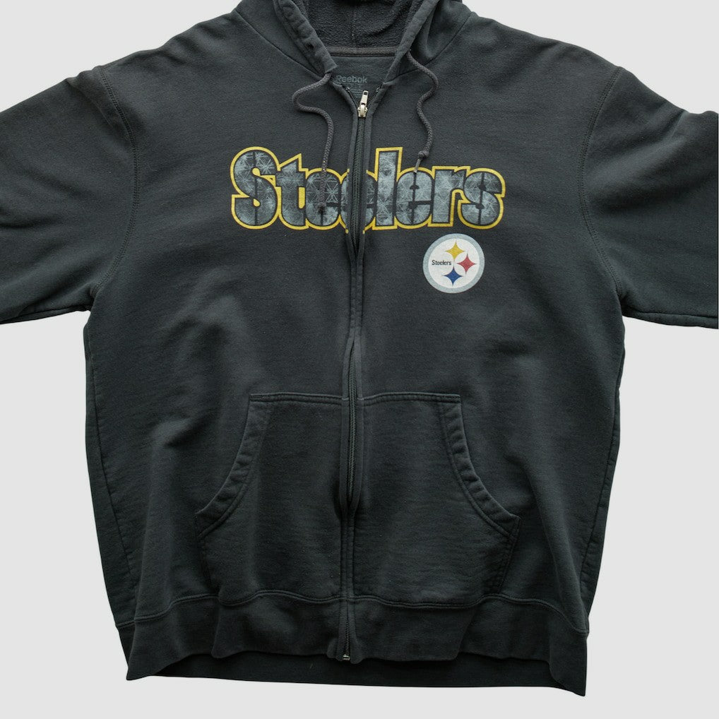 Pittsburgh Steelers Reebok 2000s Hooded Full Zip Sweatshirt Charcoal Vintage | Fanatics