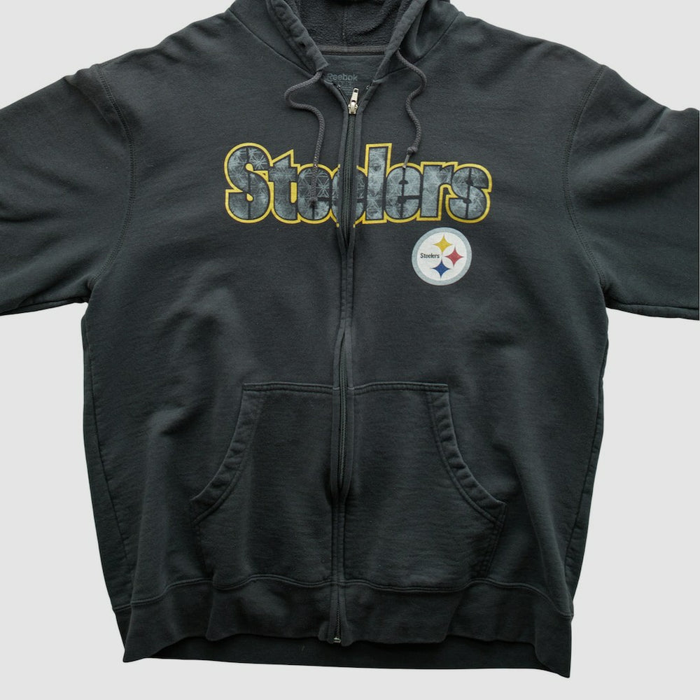 Pittsburgh Steelers Reebok 2000s Hooded Full Zip Sweatshirt Charcoal Vintage | Fanatics