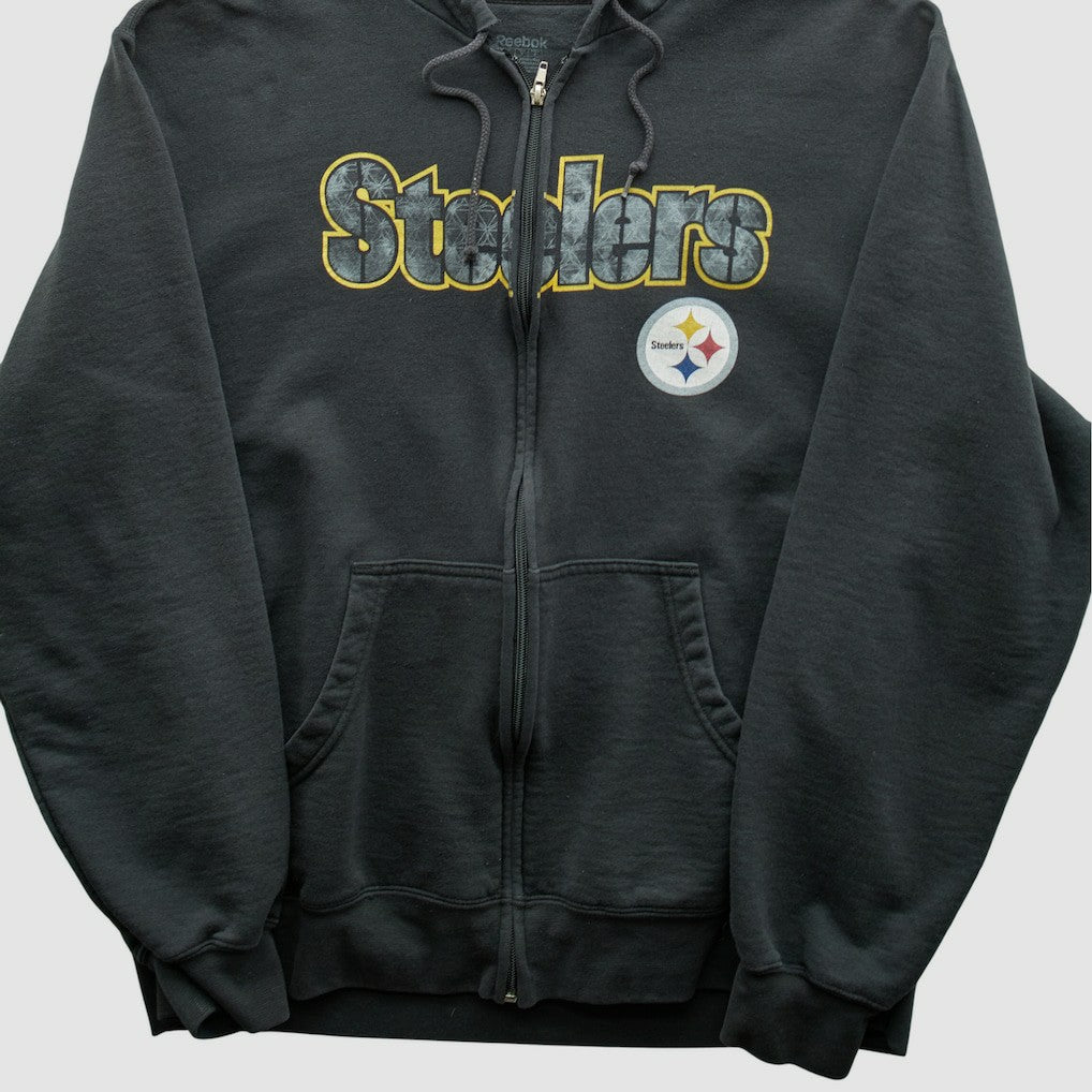 Pittsburgh Steelers Reebok 2000s Hooded Full Zip Sweatshirt Charcoal Vintage | Fanatics