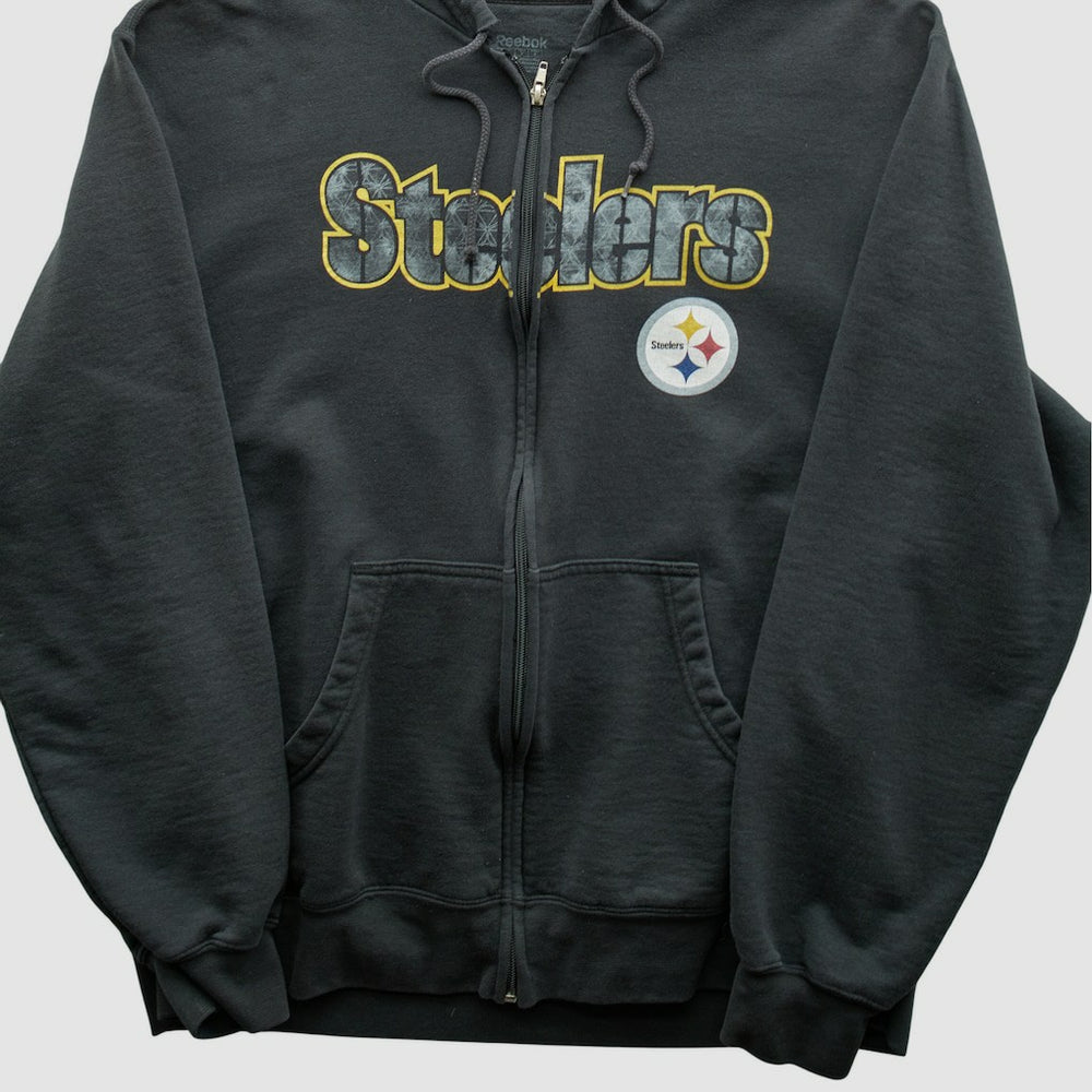 Pittsburgh Steelers Reebok 2000s Hooded Full Zip Sweatshirt Charcoal Vintage | Fanatics