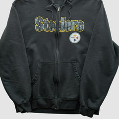 Pittsburgh Steelers Reebok 2000s Hooded Full Zip Sweatshirt Charcoal Vintage | Fanatics