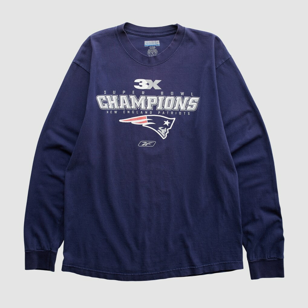New England Patriots Reebok 2000s Long Sleeve T-shirt Navy Vintage | Fanatics