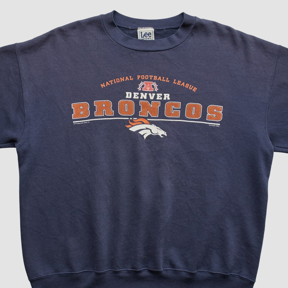 Denver Broncos Lee Apparel 2001 Pullover Sweatshirt Navy Vintage | Fanatics