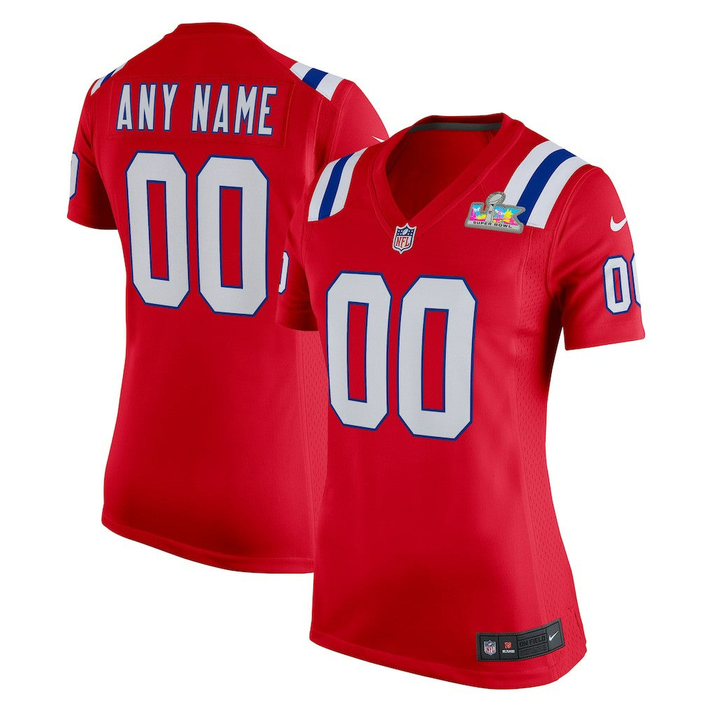 New England Patriots Women's Super Bowl LX Patch Custom Game Jersey Red | Nike for Sale