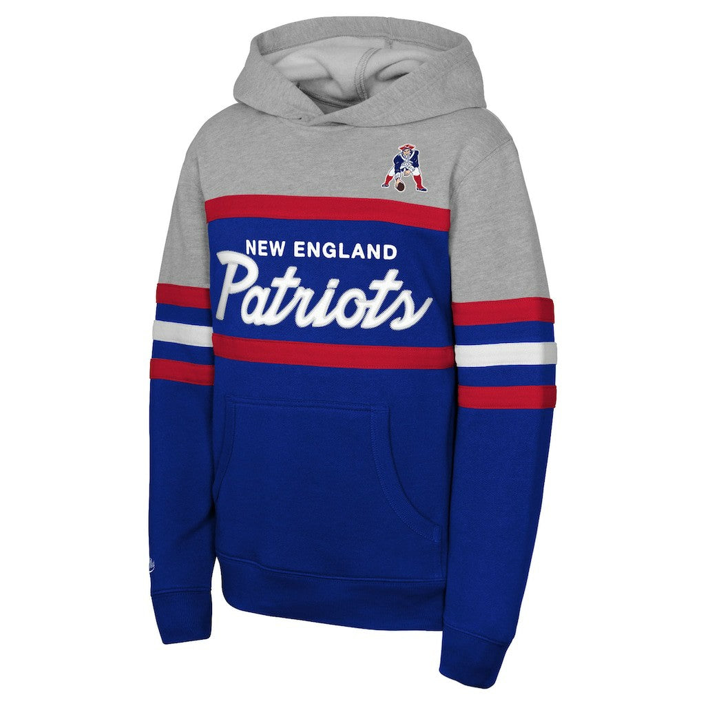 New England Patriots Throwback Head Coach Pullover Hoodie Royal | Mitchell & Ness