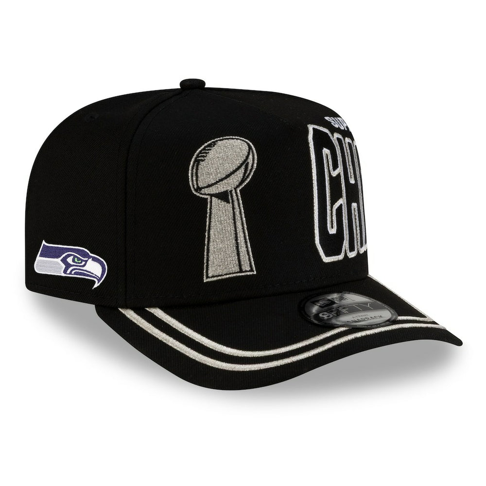 Seattle Seahawks New Era Super Bowl LX Champions Parade A-Frame 9FIFTY Snapback Hat Black | NFL
