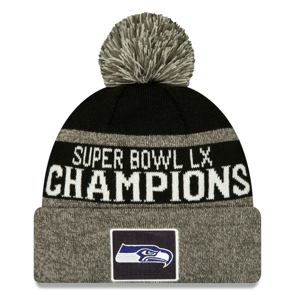 Seattle Seahawks New Era Super Bowl LX Champions Parade Cuffed Knit Hat with Pom Black | NFL