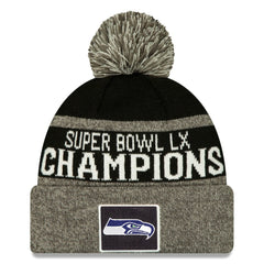 Seattle Seahawks New Era Super Bowl LX Champions Parade Cuffed Knit Hat with Pom Black | NFL