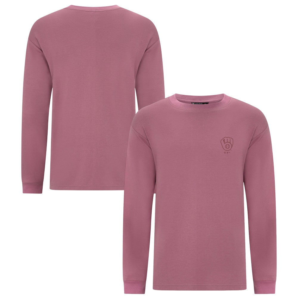 Milwaukee Brewers Levelwear Bridal Rose Luxe Signature Long Sleeve T-Shirt - MLB