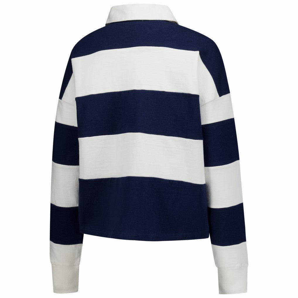 New England Patriots '47 Women's Clubhouse Hall Raven Rugby Long Sleeve T-Shirt Navy/White | 47 brand