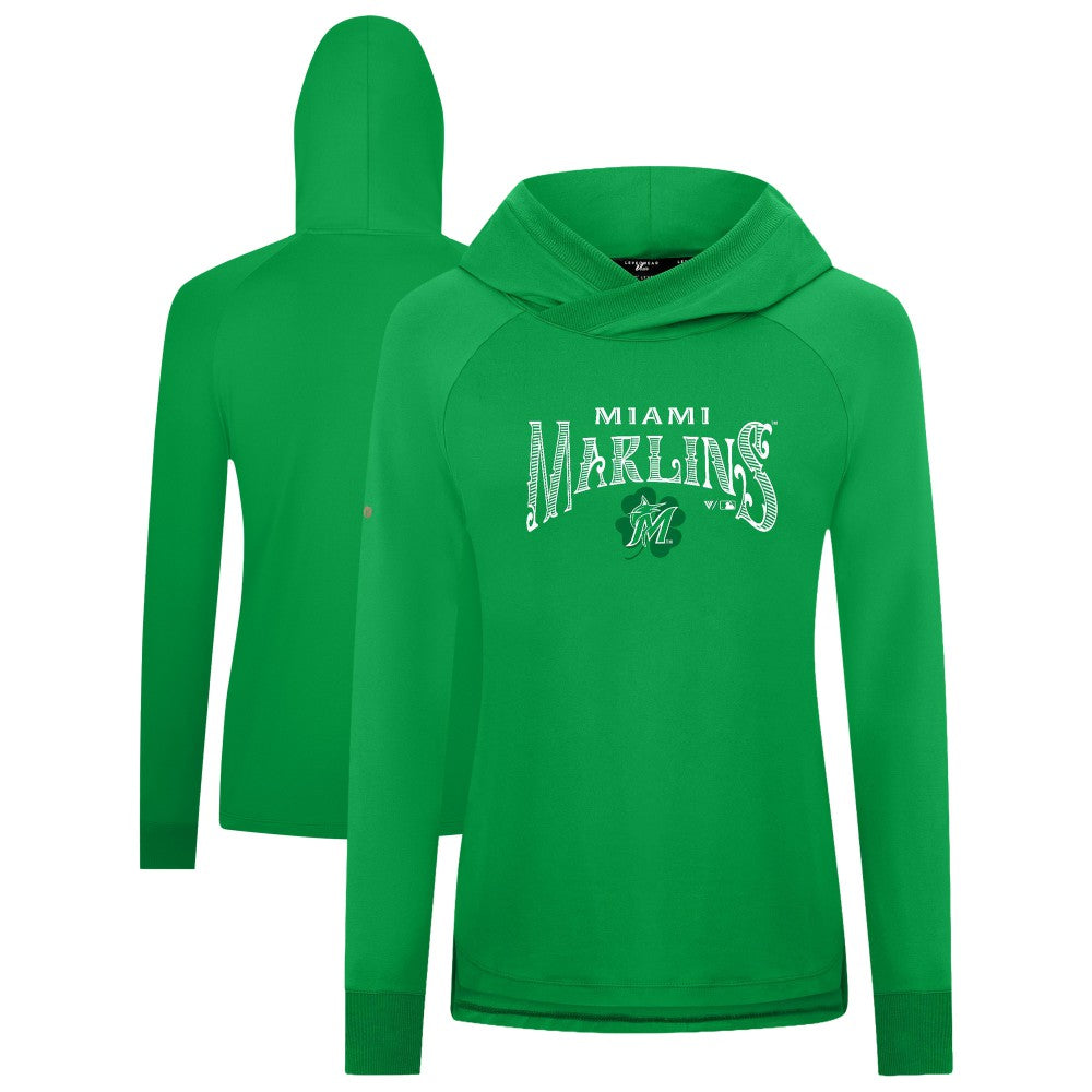 Miami Marlins Levelwear Women's St. Patrick's Day Slender Raglan Hoodie - MLB