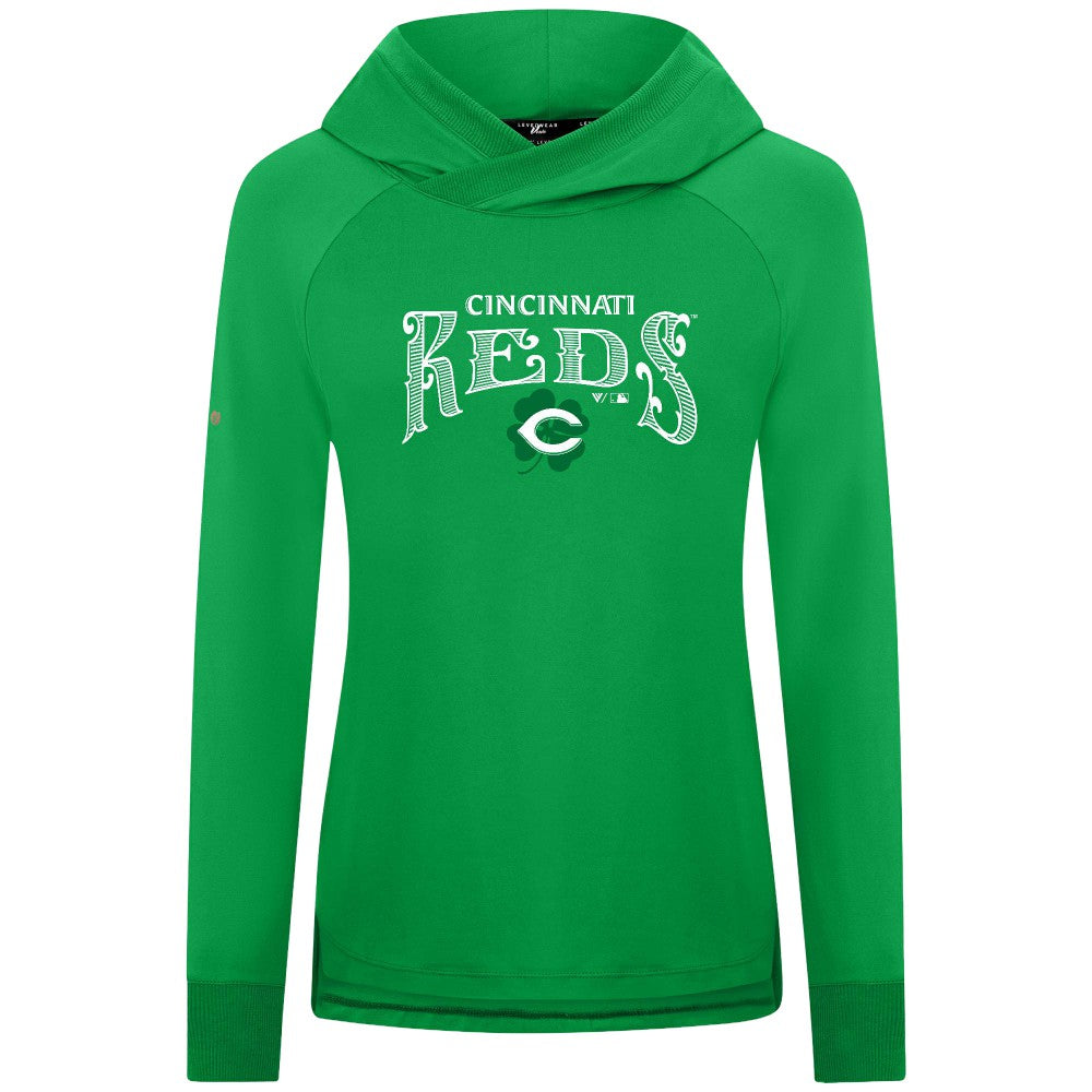 Cincinnati Reds Levelwear Women's St. Patrick's Day Slender Raglan Hoodie - MLB