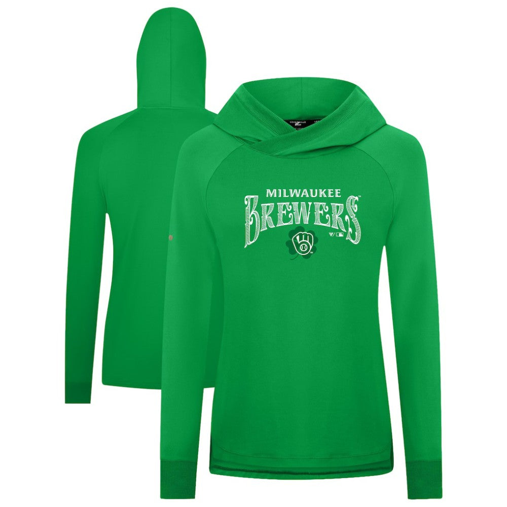 Milwaukee Brewers Levelwear Women's St. Patrick's Day Slender Raglan Hoodie - MLB