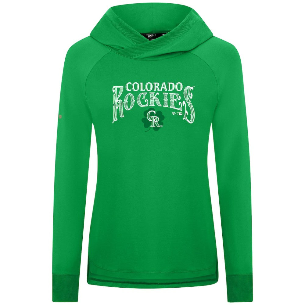 Colorado Rockies Levelwear Women's St. Patrick's Day Slender Raglan Hoodie - MLB
