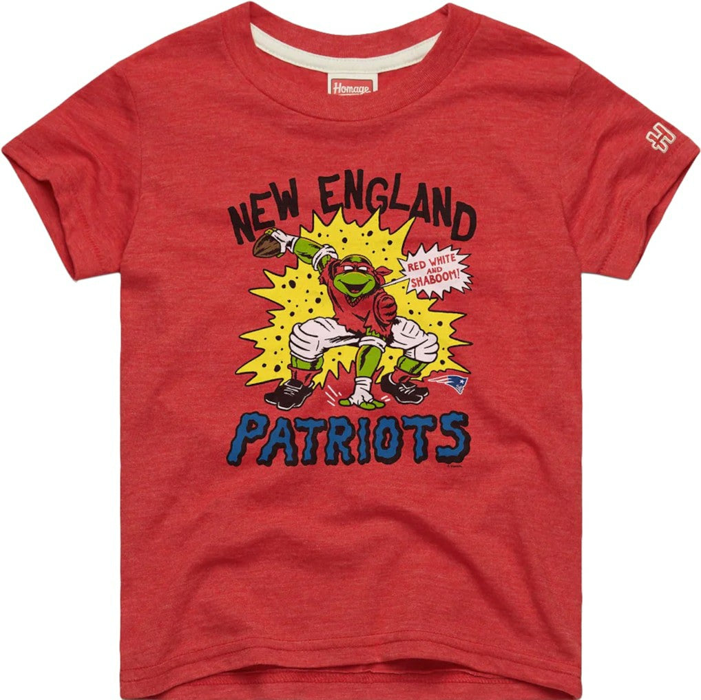 Raphael New England Patriots Homage Youth TMNT Tri-Blend T-Shirt Red | NFL
