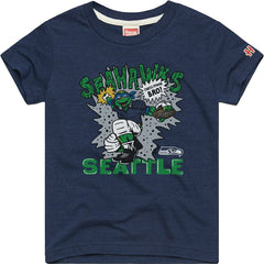 Leonardo Seattle Seahawks Homage Youth TMNT Tri-Blend T-Shirt College Navy | NFL