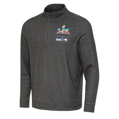 Seattle Seahawks Antigua Super Bowl LX Champions Subtle Quarter-Zip Pullover Black | NFL