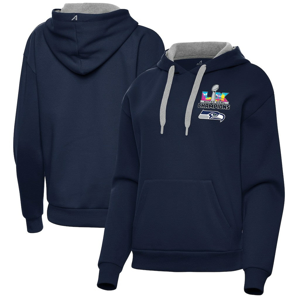Seattle Seahawks Antigua Women's Super Bowl LX Champions Victory Hoodie College Navy | NFL