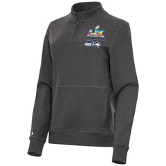 Seattle Seahawks Antigua Women's Super Bowl LX Champions Crush Quarter-Zip Pullover Charcoal | NFL