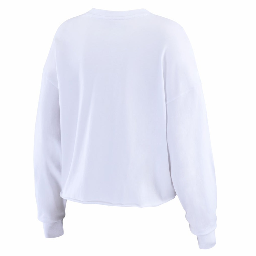 Seattle Seahawks WEAR by Erin Andrews Women's Super Bowl LX Champions Cropped Long Sleeve T-Shirt White | NFL