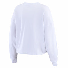 Seattle Seahawks WEAR by Erin Andrews Women's Super Bowl LX Champions Cropped Long Sleeve T-Shirt White | NFL
