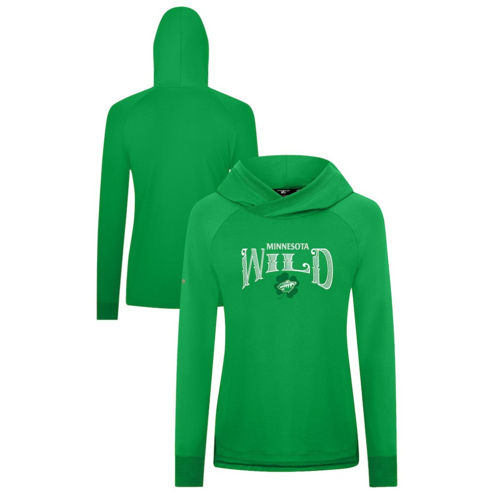 Minnesota Wild Levelwear Women's St. Patrick's Day Slender Raglan Hoodie - Kelly Green - NHL